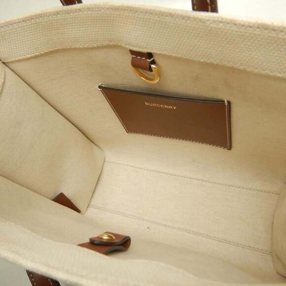 BURBERRY Mini Freya Tote 8044141 Bag Canvas x Leather Natural Brown Women's 2... - Picture 5 of 16
